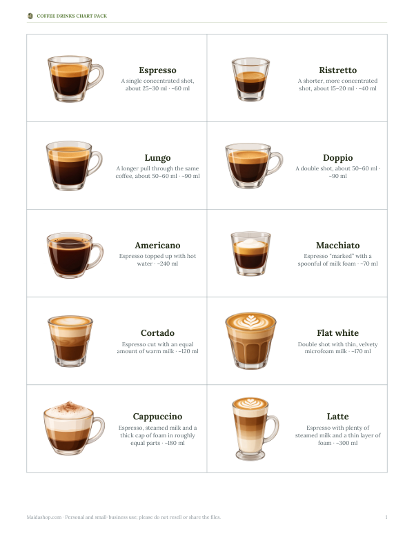 Preview of Printable Barista Cards PDF